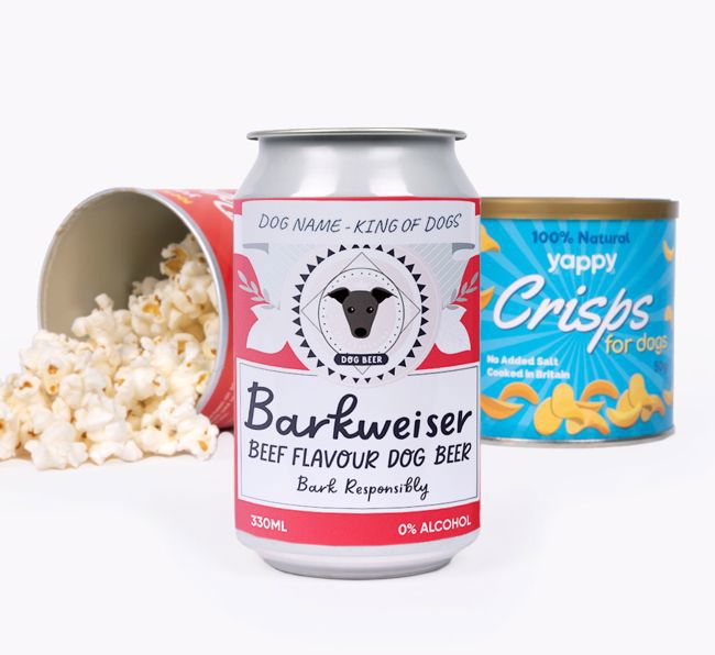 Barkweiser: Personalised {breedFullName} Beer with Popcorn & Crisps 